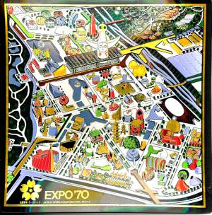 Anime map of the site of Expo 70 Osaka, Japan
                      - the first Exposition to be held in Asia. The
                      theme tower of the Expo, 'Tower of the Sun' by
                      Taro Okamoto, is located at the top middle of the
                      image. The famous cantilever arch of the James
                      MacCormick inspired Commonwealth of Australia
                      Pavilion is the third image down on the right.