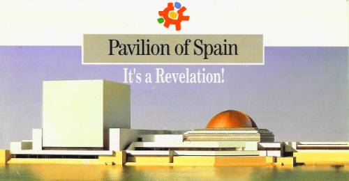 The
                        cube and dome of the Spanish Pavilion float
                        gently on the Lake of Spain, at the Universal
                        Exposition of Seville, 1992. Architect : The
                        circular lake was the forum for Pavilions of
                        each of the autonomous regions of Spain around
                        it's perimeter.